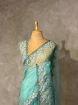 Blue Organza Designer saree- PBRCK7A