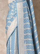 Light Blue Banarasi Georgette Saree - PBRH2DN3