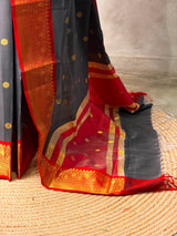Black and Red banarasi silk saree -PASILK2