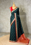 Dark green and Red Silk saree - PBRZU14A