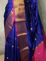 Royal blue and purple semi kanchipuram soft silk saree - PSSN2a
