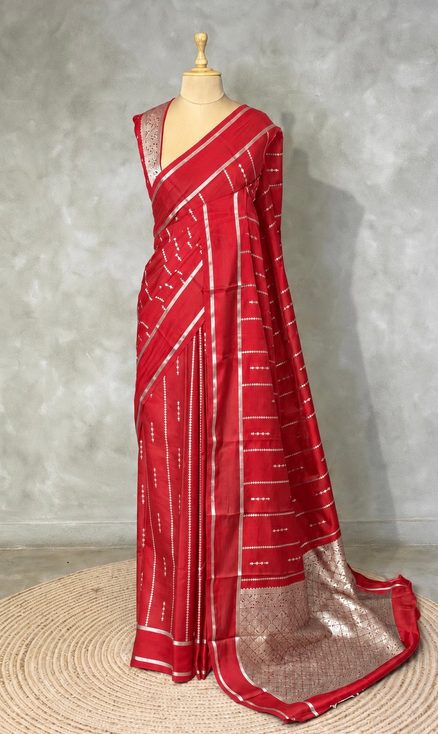 Red soft Gajji silk saree  - PBRNAK5F