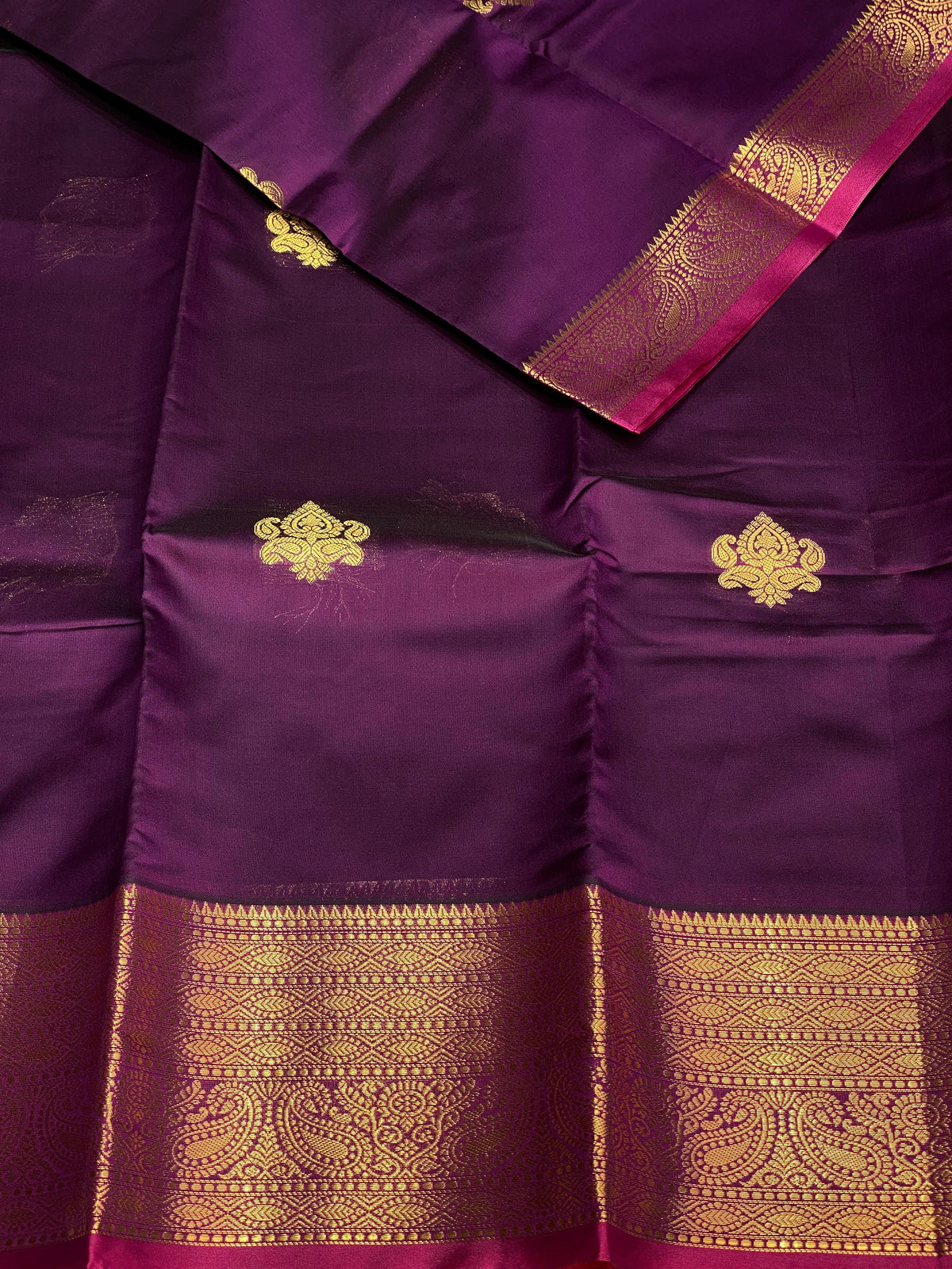 wine and purple semi Kanchipuram Soft Silk saree - PSSN11 A