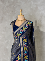 Navy Blue Banarasi crape silk saree - PBRNAK3G
