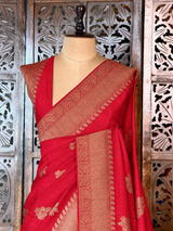 Red wine Premium Tusser Silk Saree - PBRATH5C