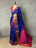 Royal blue and purple semi kanchipuram soft silk saree - PSSN2