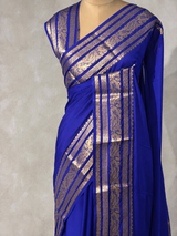 Royal Blue mysore crepe Silk Saree - PBRMJ10G