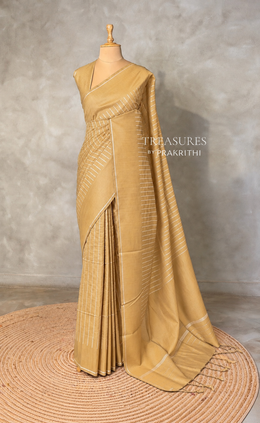 Light Gold semi tusser silk saree - PBRSS2C