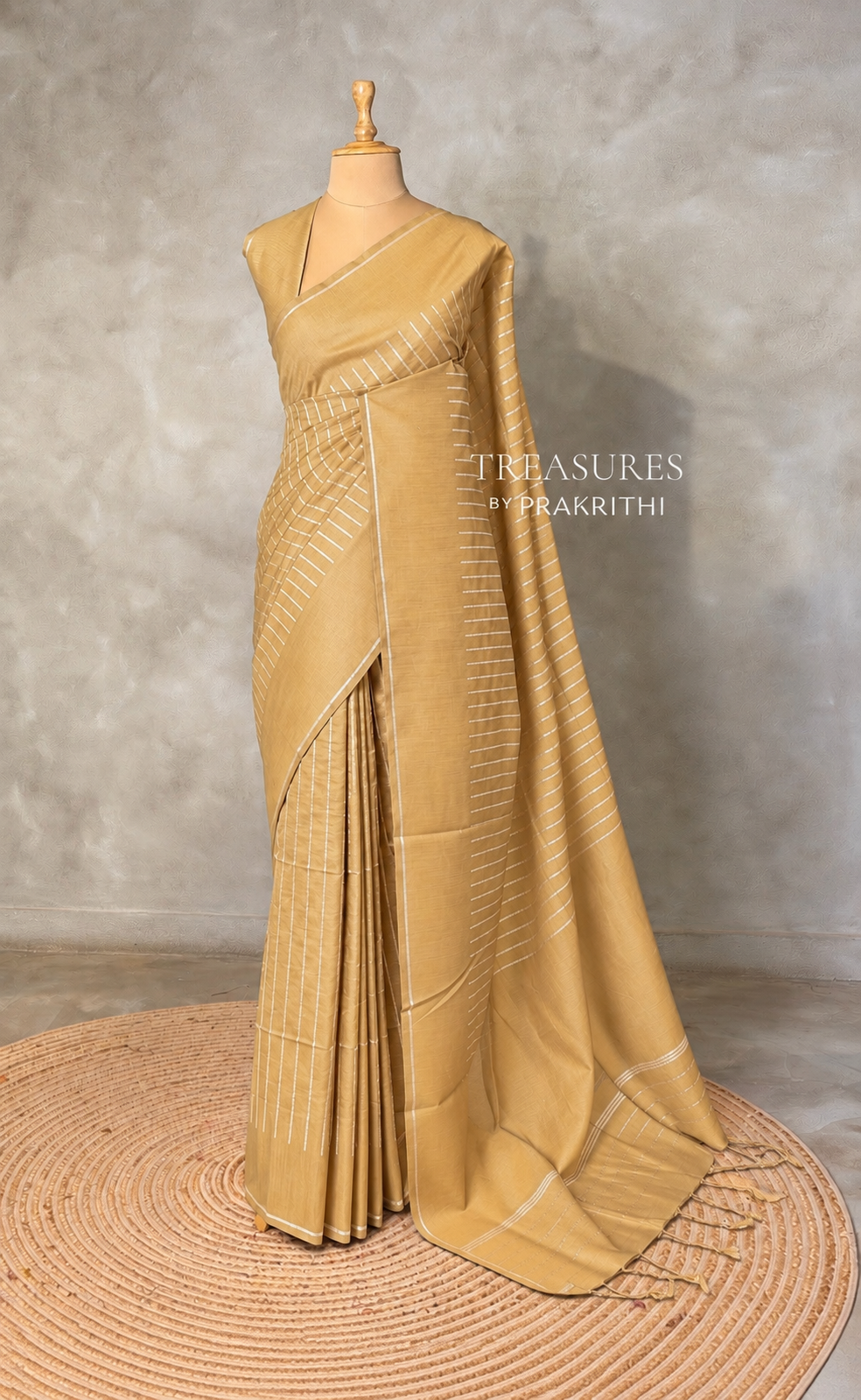 Light Gold semi tusser silk saree - PBRSS2C
