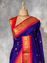 Violet and Red Silk saree - PBRZU13D