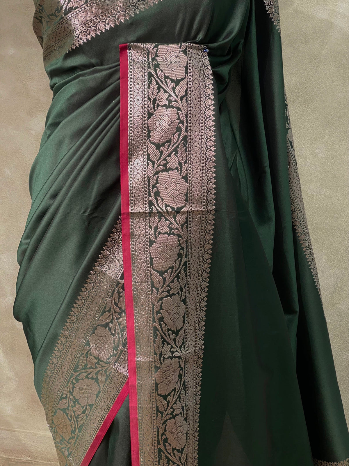 Deep Green katan Banarasi silk saree- PIH38