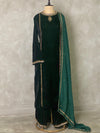 Bottle green premium velvet set - SLV09