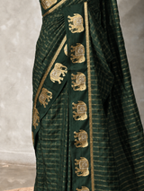 Bottle Green Chanderi silk cotton Saree - PBRFA2C