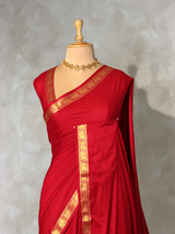 Red Semi Mysore crepe Silk Saree - PBRMJ6F