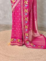 Rani pink Banarasi crape silk saree - PBRNAK3I