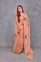 Pastal Peach Pure Kora tissue Saree- PBRARSH1D