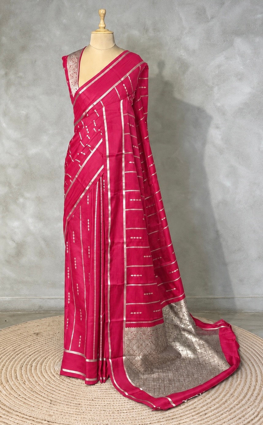 Dark Pink soft Gajji silk saree- PBRNAK5H