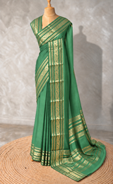 Teal green mysore crepe Silk Saree - PBRMJ10E