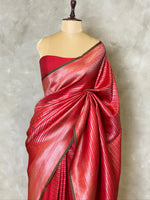Red Semi katan Banarasi silksaree - PSB07a
