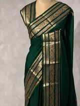 Dark green mysore crepe Silk Saree - PBRMJ10A
