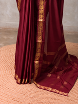 Maroon mysore crepe Silk Saree - PBRMJ1L