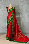 Red and green satin Banarasi silk saree - PRAZ6D
