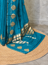 Blue crape silk saree - PBRNAK2I
