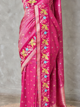 Rani pink Banarasi crape silk saree - PBRNAK3I