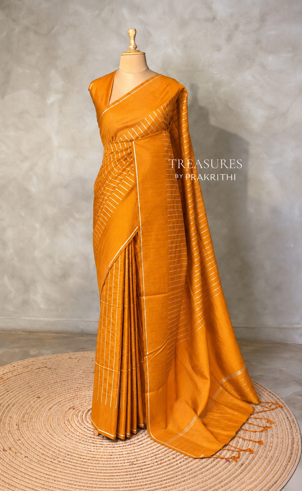 Mustard yellow semi tusser silk saree - PBRSS2D
