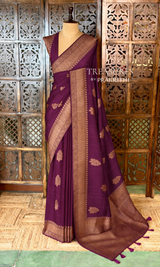 Deep wine Premium Tusser Silk Saree - PBRATH5B