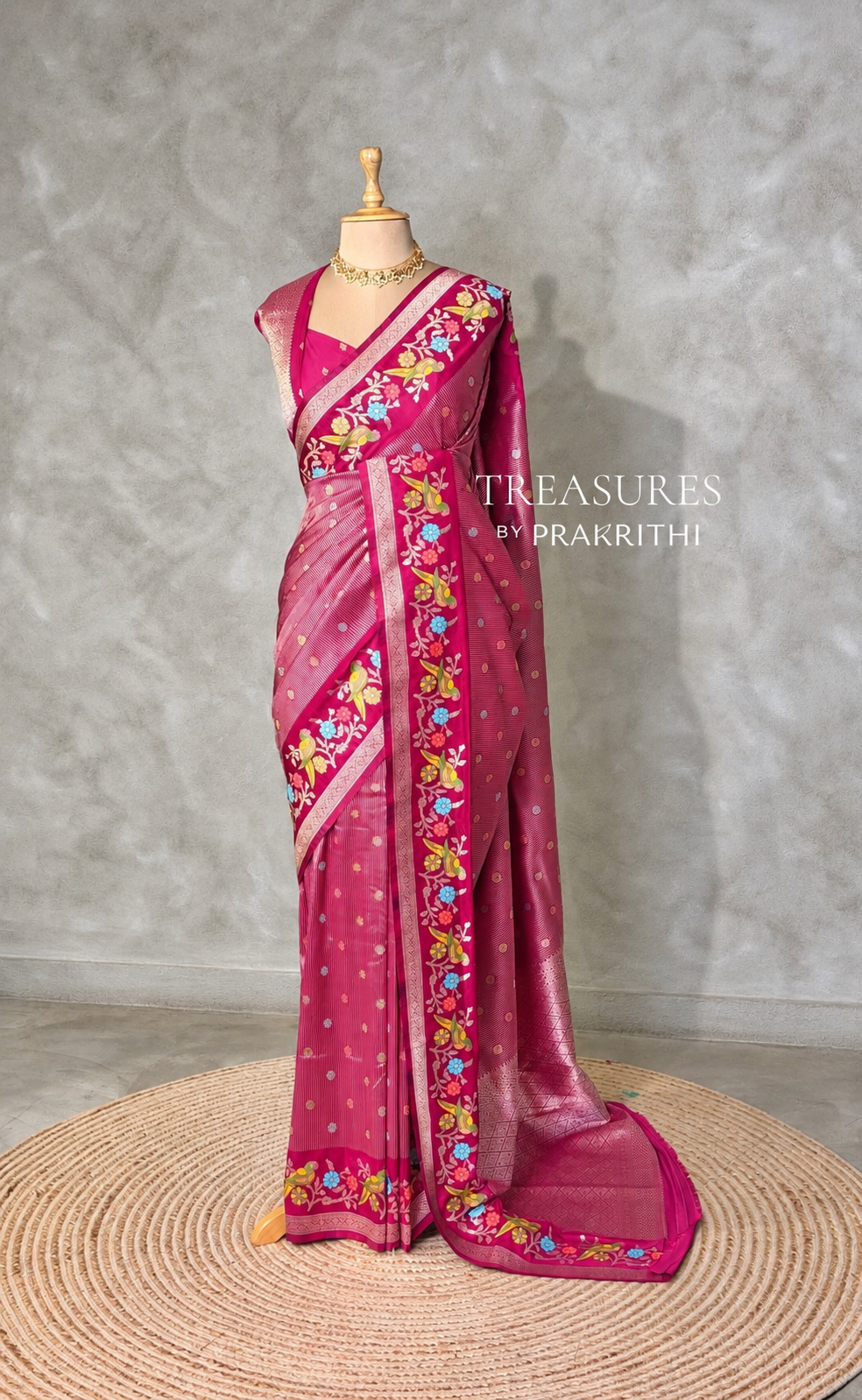 Rani pink Banarasi crape silk saree - PBRNAK3I