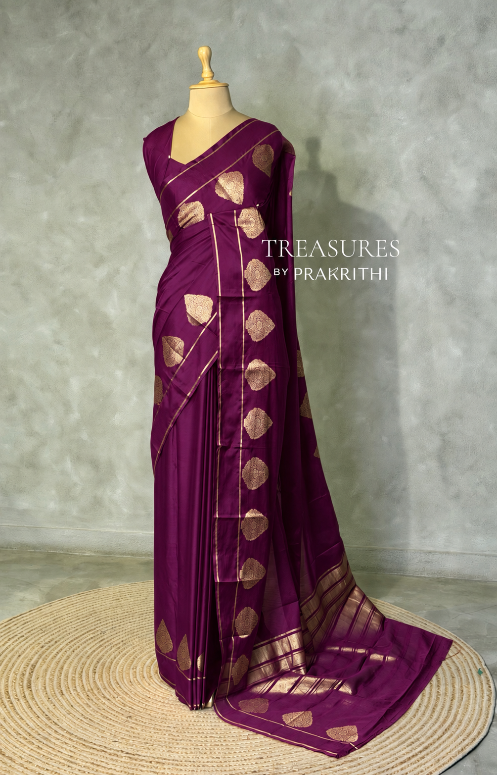 Deep wine crape silk saree - PBRNAK2L