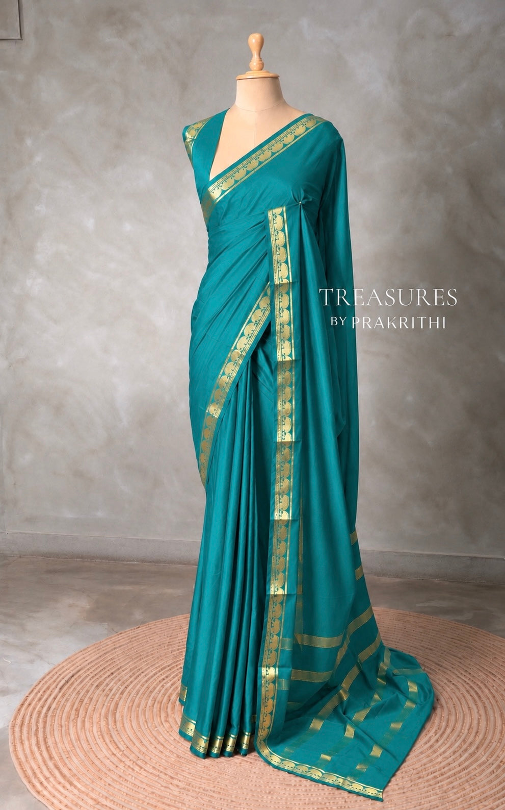 Blue mysore crepe Silk Saree - PBRMJ1O