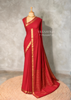 Red Semi Mysore crepe Silk Saree - PBRMJ6F