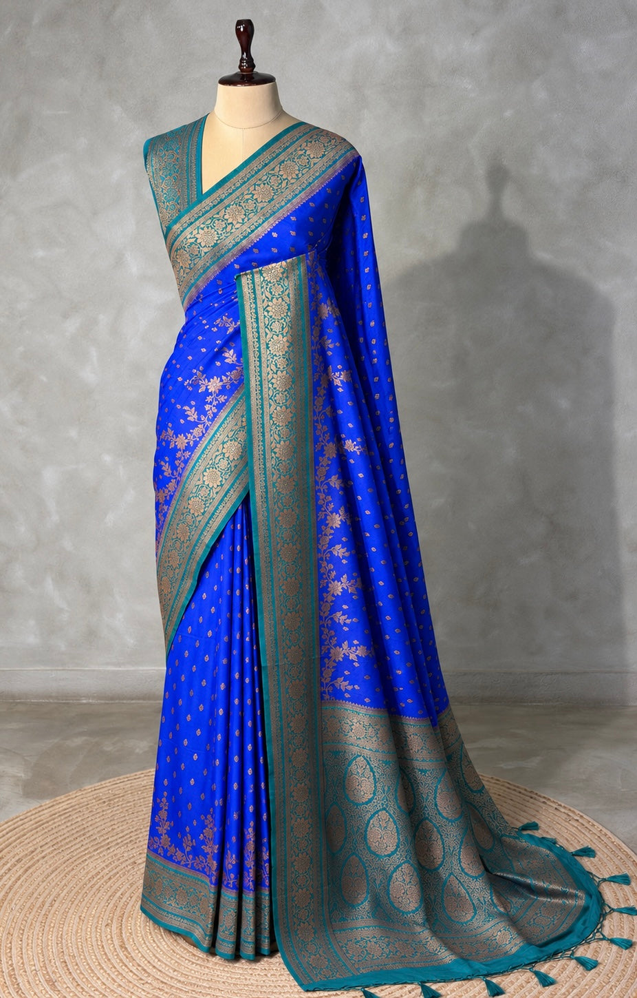 Blue and Aqua green Georgette saree- PBRSB1C