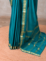 Blue mysore crepe Silk Saree - PBRMJ1O