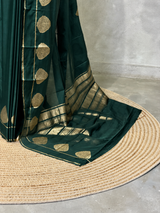 Bottle Green crape silk saree - PBRNAK2E