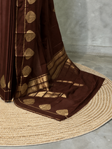 Dark Brown crape silk saree - PBRNAK2A