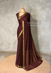 Coffee brown Semi Mysore crepe Silk Saree - PBRMJ6A