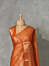 Orange Brocade banarasi saree -MPSB50A