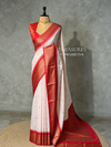 Off white and Red Silk saree - PBRZU8A