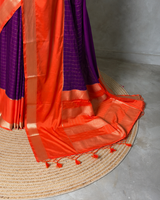 Purple and orange Crepe silk saree- PBRSB4I