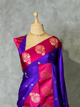 Violet and Magenta satin Banarasi silk saree - PRAZ6E