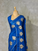 Blue crape silk saree - PBRNAK2G