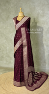 Deep Burgundy Banarasi silk saree - PRAZ7E