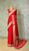 Red pure satin Banarasi silk saree - PRAZ7B