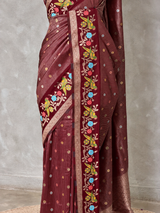 Maroon Banarasi crape silk saree - PBRNAK3D
