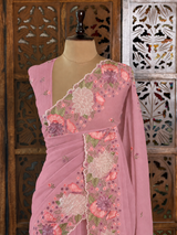 Mauve Pink Crush Georgette Saree - PBRCHAND1D