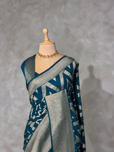 Teal Blue Banarasi Georgette fabric saree- PBRVAR1C