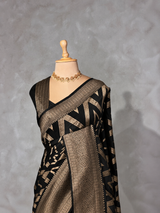 Black Banarasi Georgette fabric saree- PBRVAR1E